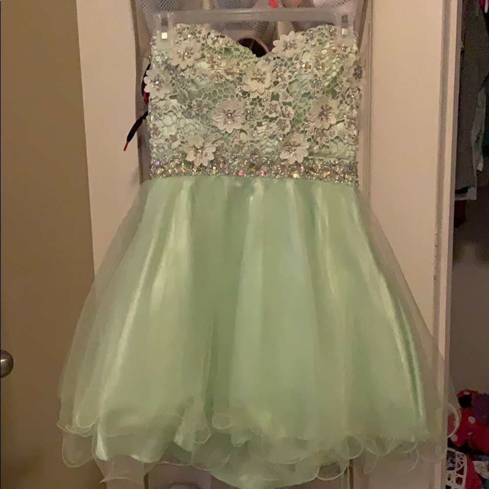 Mint green dress with beading